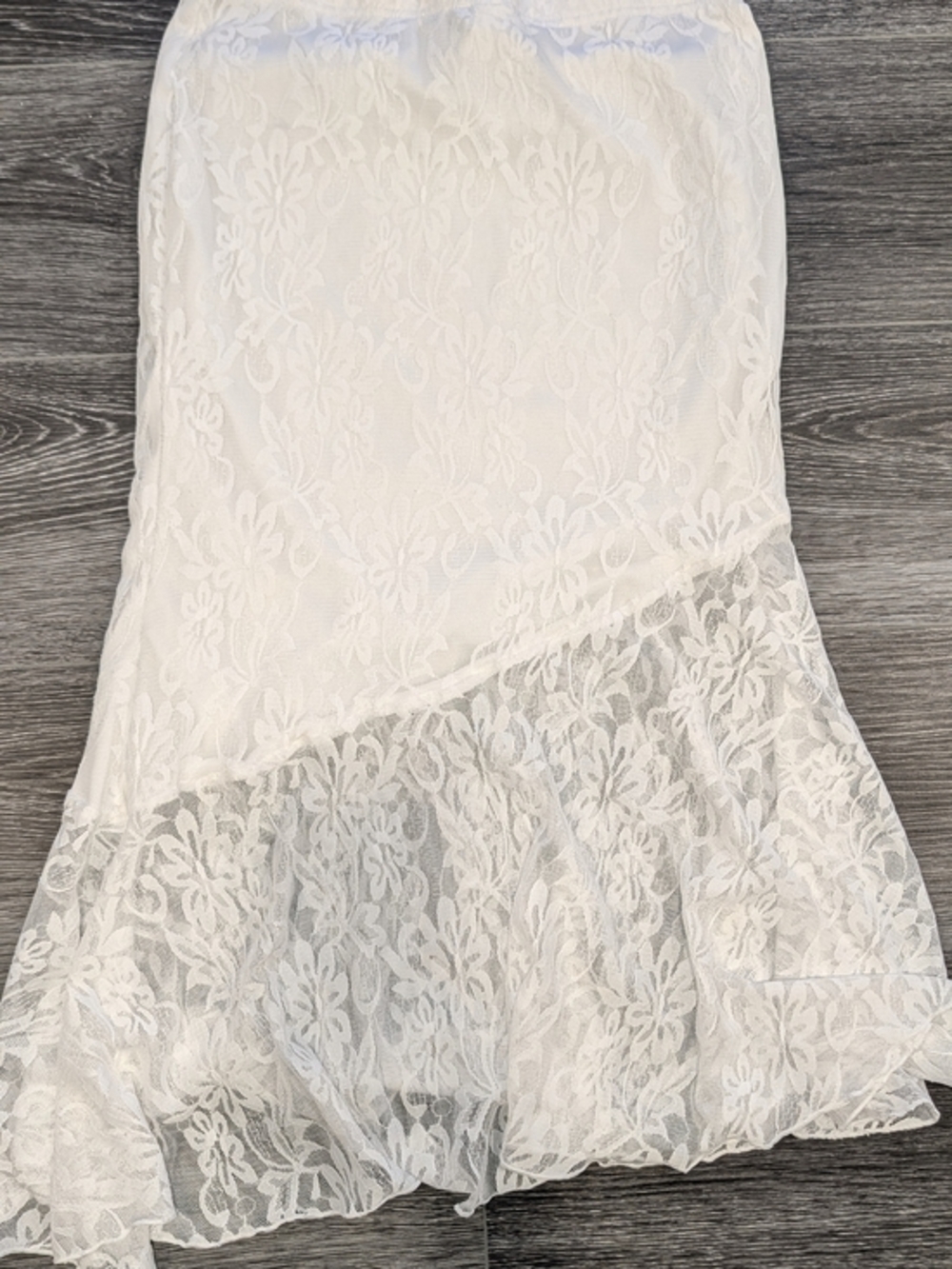 White Lace Flounce Hem Women's Skirt